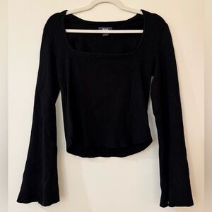 Maeve black cotton bell sleeve top